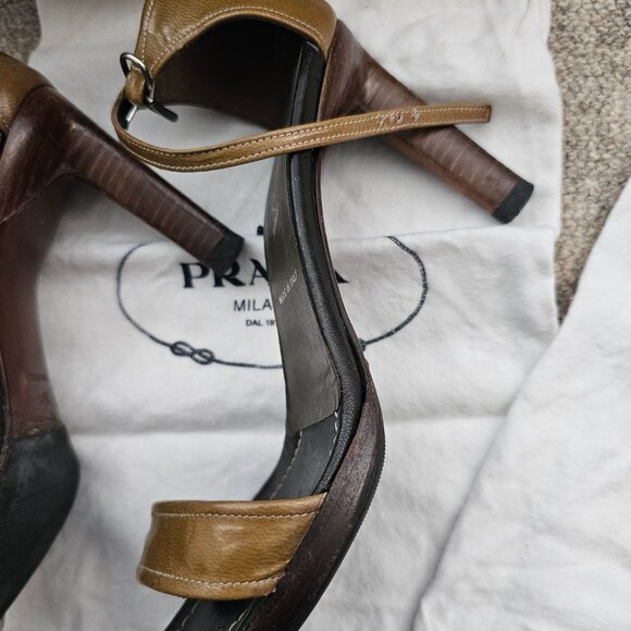 Prada VINTAGE Ankle Strap Heels Sandals Color Giunco Size EU 35.5 - Picture 2 of 16